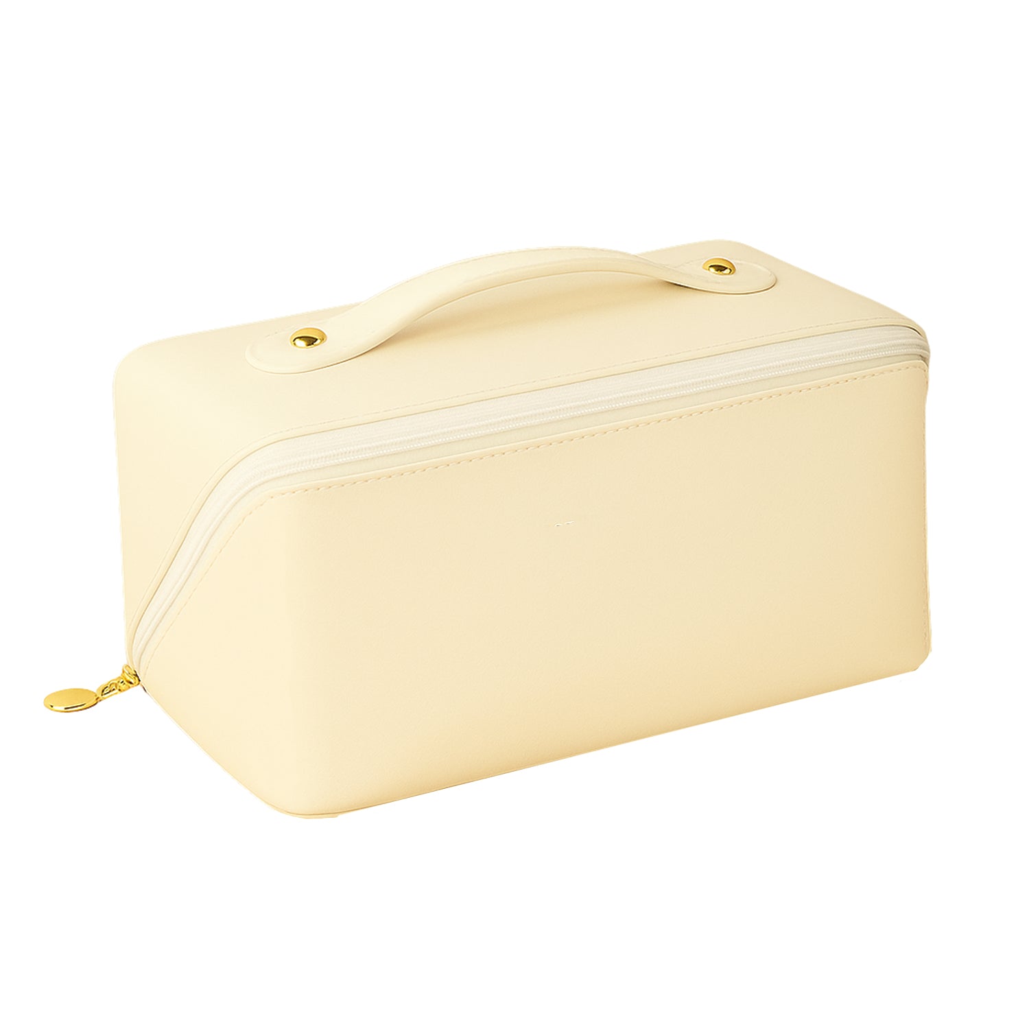 Premium Cream Travel Makeup  Toiletry Organizer Pouch With Zipper  Handle (1 Pc) Premium Cream Travel Makeup  Toiletry Organizer Pouch With Zipper  Handle (1 Pc)
